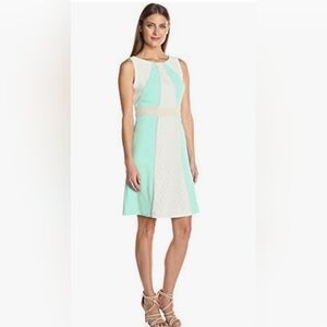 Sandra Darren  Sleeveless Crepe & Lace Fit & Flare Dress